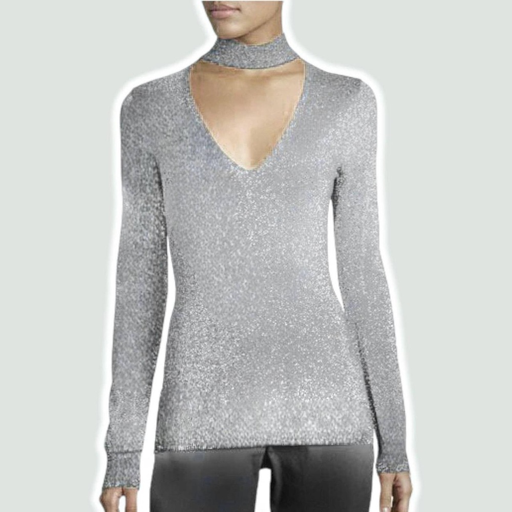 Silver Glitter key hole Top